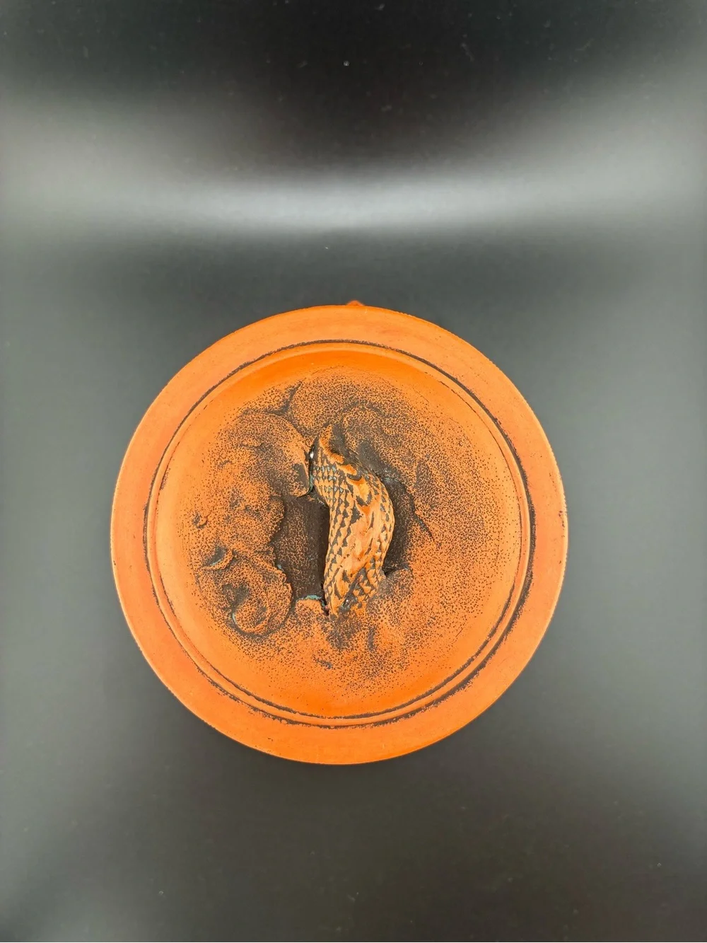 Vintage Terracotta Red Dragon Lidded Vase